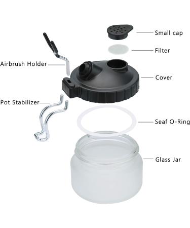 SAGUD Airbrush Cleaning Pot Kit with Strong Glass Bottles & Holder Station - Buy Online on SooperMarket.com