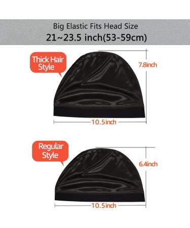 2PCS Men's Silky Stocking Wave Cap Set for Good Compression Over Durag - Black (Thick Hair Style) - Buy Online on SooperMarket.com