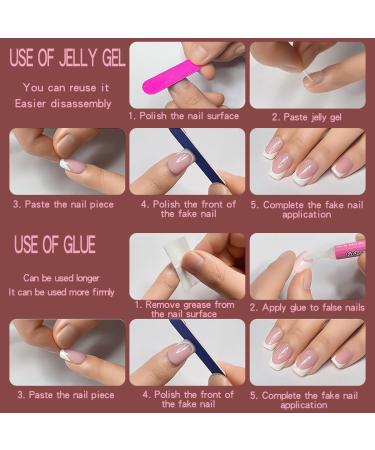24 Pcs Pink Press-On Nails - Short Bling Glam Square with Diamond & Glitter Rhinestones | Glossy Fake Nails for Women & Girls - Buy Online on SooperMarket.com