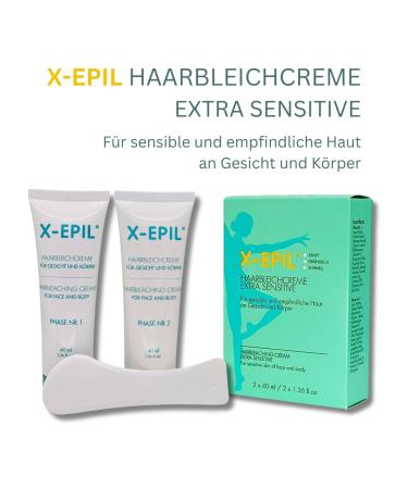 X-EPIL Hair Bleaching Cream - Extra Sensitive 2x40ml | Gentle & Fast for Face & Body | Savings Set + Free Gift - Buy Online on SooperMarket.com