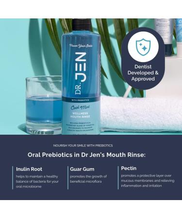 Dr Jen Prebiotic Mouth Rinse - Essential Oils, Dentist Created, Non-Toxic - Promote Healthy Gums (16 Fl Oz, Cool Mint) - Buy Online on SooperMarket.com