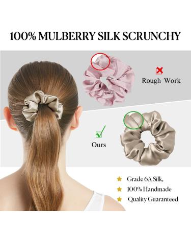 LILYSILK 100% Mulberry Silk Hair Scrunchie for Frizz Prevention - Coffee Color - Buy Online on SooperMarket.com