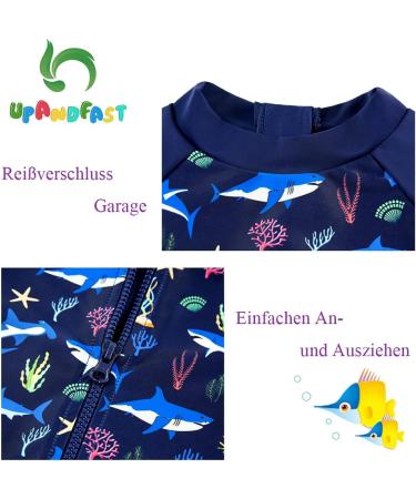 UPF 50+ Navy Shark Swimwear for Baby Boys/Girls | Snap Bottom Toddler Swimsuit 9-12 Months - Buy Online on SooperMarket.com
