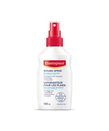Elastoplast Wound Cleansing Spray 100ml | Protects against infections | Fast and pain-free application | Colourless solution doesn t stain clothes