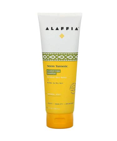 Alaffia Neem Turmeric Balancing Shampoo, Gently Cleans and Helps Fortify Hair while Moisturizing the Scalp with Shea Butter, Tea Tree, and Rosemary, Fair Trade, Balancing Neem, Natural Mint 8 Fl Oz 8 Fl Oz (Pack of 1) Wh