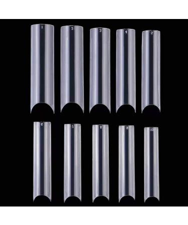 YIMART Long C Curved False Nail Tips - Lengthen C Curved Nail Tips - Long C Curve False Nails - 500pcs XL Lengthen C Curve Fake Nails Premium Square French Acrylic Nail Tips For Nails Salon (Clear)
