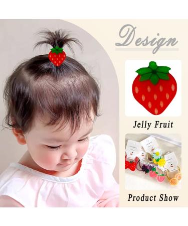 Cartoon Fruit Hair Ties - 10pcs Jelly Fruit Elastic Bands for Girls, Cute Ponytail Holders for Toddler to Teens - No Damage Hair Accessories - Buy Online on SooperMarket.com