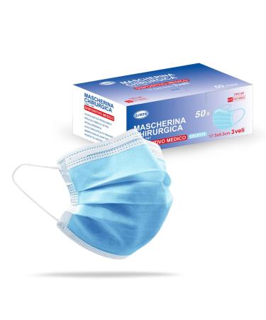Medical type iir standard En14683 Certified oral masks op masks 3-layer Mouth protection facial mask disposable mask disposable mask BFE 98% surgical mask (50 units (1 piece) Blue 50) 1 piece (50 pack) blue 50