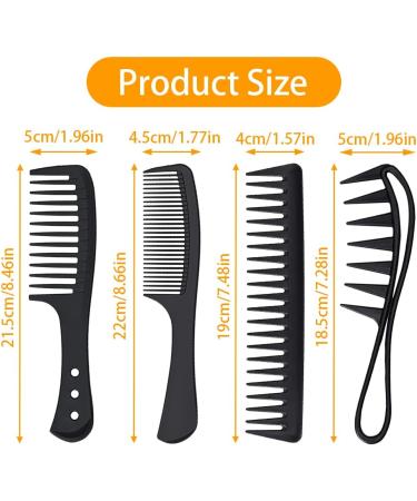 4 Pcs Wide Tooth Comb Professional Hair Comb Set Large Tooth Curl Comb Shark Teeth Black Styling Comb for Parting Teasing Styling Curly Hair Women Men - Buy Online on SooperMarket.com