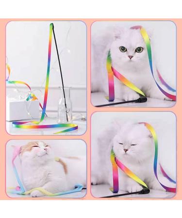Interactive Cat Rainbow Wand Toys - Colorful Ribbon Charmer for Kittens | Set of 2 - Buy Online on SooperMarket.com