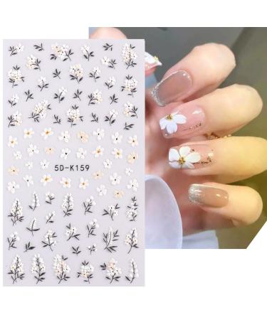 Daisy Embossed 5D Nail Art Stickers - Spring Flower & Rabbit Design | Self-Adhesive Decor for Women & Girls - 3 Sheets - Buy Online on SooperMarket.com