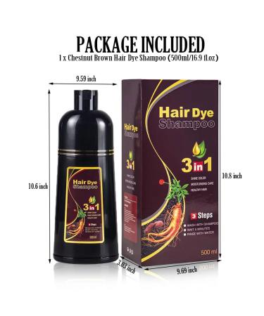 Buy 3 in 1 Hair Dye Shampoo - Instant Herbal Chestnut Brown Color for Men & Women - Hair Dye Shampoo & Conditioner - Buy Online on SooperMarket.com