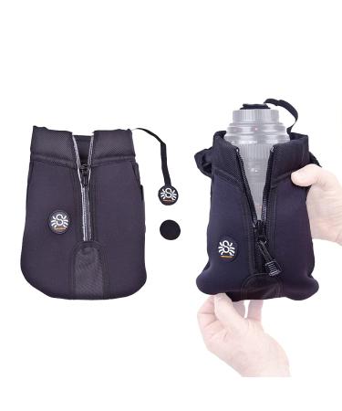 SPIDER HOLSTER  SpiderPro Medium Camera Lens Pouch for Any Belt Featuring One-Handed Zipper Access, Built-in Rain Hood, and Velcro Lens-Cap Tether  Designed to Fit 24-70mm Lens Medium 24-70mm Black