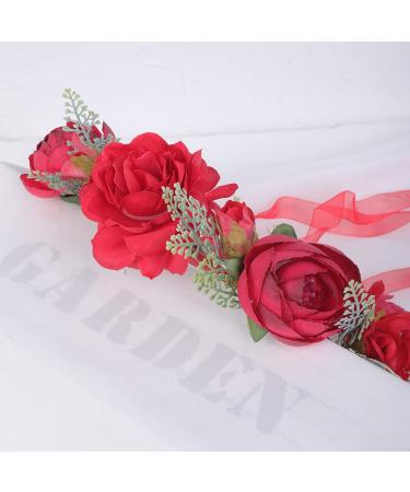 Wiwpar Red Rose Floral Crown Headband for Women - Adjustable Flower Hair Wreath Garland - Buy Online on SooperMarket.com