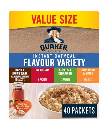 Quaker Instant Oatmeal 4 Flavour Variety Pack 40 Packets 1.48kg 4 Flavour Variety 1.48 kg (Pack of 1)