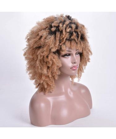 SHIYID Short Curly Blonde Afro Wig Heat Resistant Synthetic Wig for Women with Dark Roots Perfect for African American Hair - Buy Online on SooperMarket.com