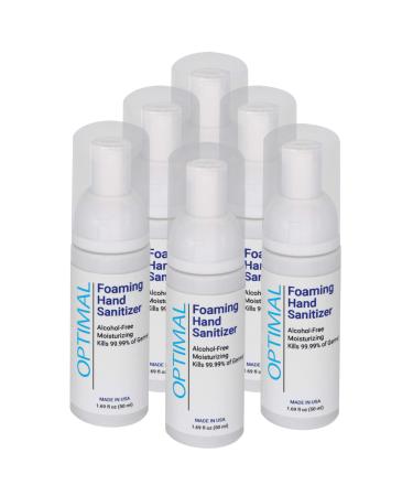 Alcohol Free Foaming Hand Sanitizer - Antibacterial and Moisturizing Hand Sanitizer that Kills 99.99% of Germs - Travel Size Hand Sanitizer 1.69 oz. Foam Pump Bottle (Pack of 6) - OPTIMAL