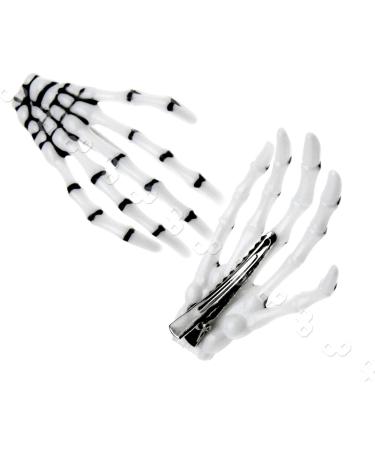 OTOTEC New Pair of Creative Zombie Skeleton Hand Bone White Claw Clip Pin Grip Hairpin