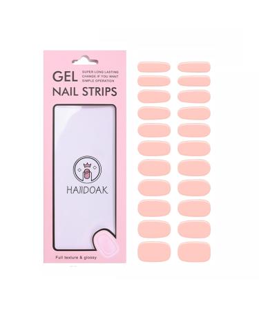 Gel Nail Strips (Peachy Pink) 22 Nail Wraps Long Lasting Self-Curing Gel Nail Stickers Easy Application Includes 2 Prep Pads Nail File and Cuticle Stick Tool for Nails