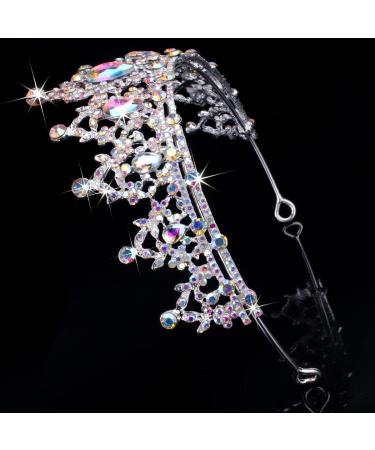 SuPoo Silver Tiara and Crown for Women - AB Crystal Headband for Queen, Wedding, Prom, Christmas - Shiny Princess Decoration - Buy Online on SooperMarket.com