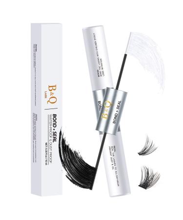 B&Q Lash Bond and Seal 10ML Cluster Lash Glue for DIY Eyelash Extension Long Lasting Bond and Seal Lash Glue Mascara Wand Super Strong Hold 48-72 Hours Waterproof - 10ML Lash Bond and Seal 10 ML