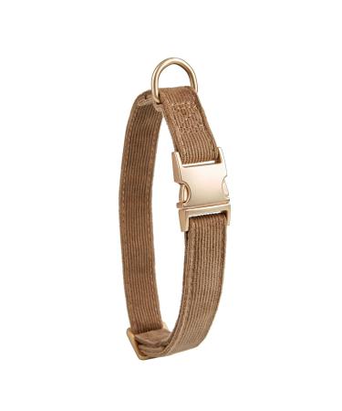 YUDOTE Ultra-soft dog collar natural cotton cord for large dogs with sensitive skin brown L (1 pack) brown