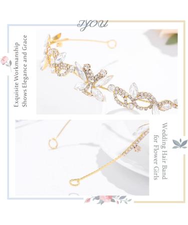 IYOU Flower Girl Headband Gold Crystal Headpiece Communion Wedding Hair Vines Bridal Hair Accessories for Girls - Buy Online on SooperMarket.com