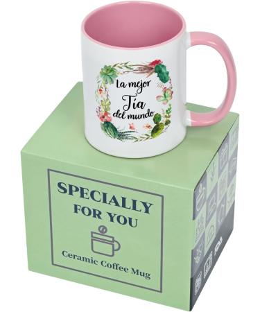 YHRJWN Best Aunt Ever Gifts La Mejor Tia Del Mundo Gifts in Spanish Aunt Gifts from Niece Nephew Christmas Mothers Day Birthday Gifts for Aunt Tia Best Tia Ever Gifts Aunt Coffee Mug 11 Oz White-pink Handle - Buy Online on SooperMarket.com