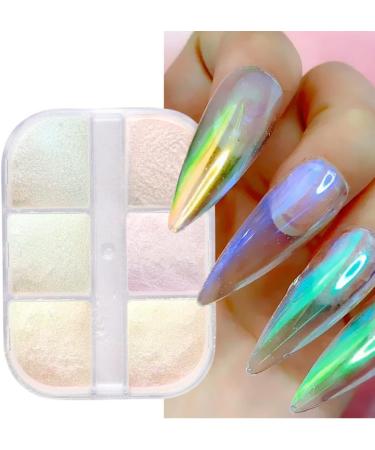 Chrome Nail Powder Nail Art Holo Powder Mirror Effect Pigment Glitter Body Face Decoration 6 Grids - Buy Online on SooperMarket.com