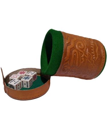 Cup Poker Dice Game Set with Leather Lined Cup - Premium Quality (cubilete)Honey - Buy Online on SooperMarket.com