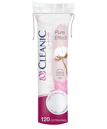 Cleanic pure effect cosmetic pads - 100% cotton - lint -free - effective cleaning - Comfort when cleaning the face and the sensitive eye area - pads for sensitive skin - 120 pcs