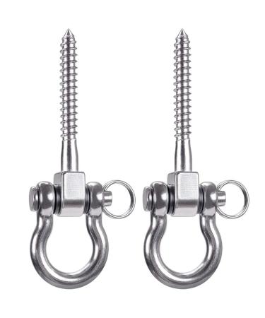 SELEWARE Set of 2 Permanent Antirust 304 Stainless Steel Screw Bracket Heavy Duty 180 Swing Hangers, 1800LB Capacity Playground Yoga Hammock Rope Tire Web Chair Sandbag Punching Bag Porch Swing Sets 4-3/4 Inch x 2pcs