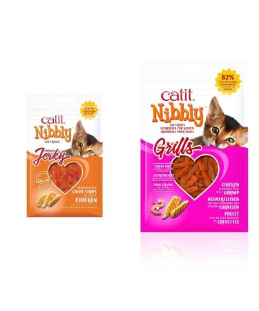 Catit Nibbly Jerky Chicken Recipe (1 oz) + Catit Nibbly Grills Chicken and Shrimp Recipe (1 oz)