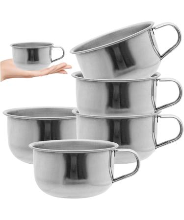 Premium Stainless Steel Shaving Bowl Set - 5pcs Large 4.3 Mug with Handle for Home & Barber Shop Use - Buy Online on SooperMarket.com