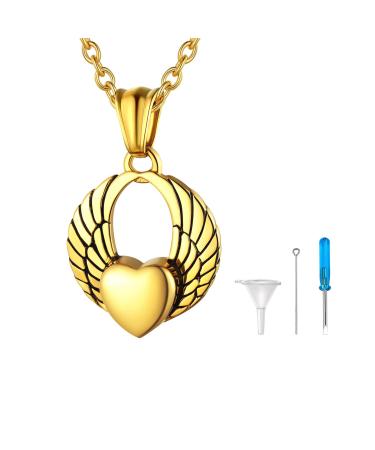 U7 Women's Cremation Urn neck chain for ash cycle of life/Celtic knot/dog feet/wings/crucifix/cylinder urn chain stainless steel pendant chain fire burial jewelry for men wing gold not adaptable