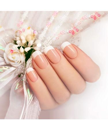 72 Pieces French Artificial Nails - Short & Medium-Sized Fake Acrylic Fingernails Set with Nail Files & Accessories for Nail Art - Perfect for All Sizes - Buy Online on SooperMarket.com