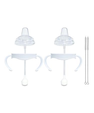 Sippy Cup Conversion Kit for Philips Avent Natural Baby Bottle | 2-Count | with Weighted Straw Bottle Handles and Straw Cleaning Brush | BPA-Free | Spill-Proof (Sippy Spout)