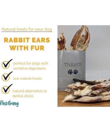 PawGang 100% Natural Rabbit Ears with Fur 500g - Healthy Hypoallergenic Dog Treats - Grain Free and Tasty Chews - EU Sourced - Bulk Bag - Buy Online on SooperMarket.com