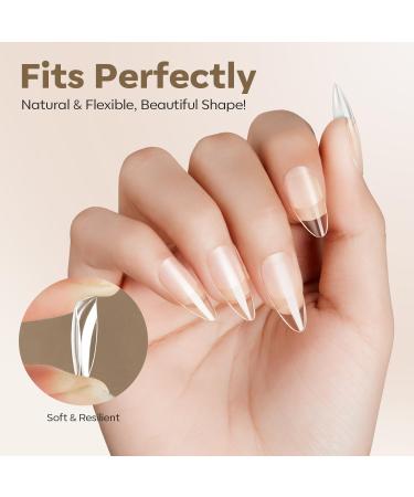 Modelones 216 Piece Full Cover Nail Tips Set - Soft Gel & Pre-Buff PMMA Resin - 12 Sizes Medium Almond - Perfect for DIY Nail Art - Buy Online on SooperMarket.com