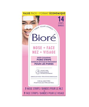 Bior Deep Cleansing Pore Strips Mixed Value Pack for Instant Pore Unclogging and Blackhead Removal (14 Count) Face + Nose 1 count (Pack of 14)