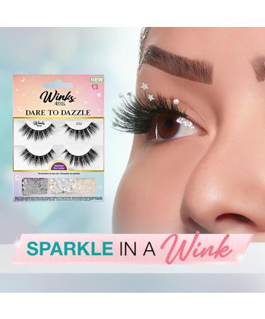 Ardell Winks Dare to Dazzle 222 - 2 Pairs with DUO Clear Adhesive | Medium Volume Long-Lasting & Easy Daily Wear - Buy Online on SooperMarket.com
