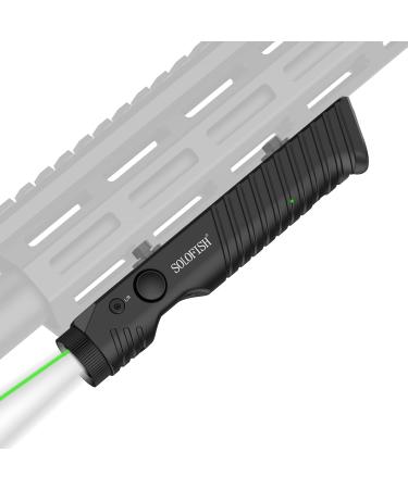 SOLOFISH 1450 Lumens MLOK Mount Tactical Flashlight with Green Laser Sight, Magnetic Rechargeable Laser Light Combo Compatible with M-Lok Rail