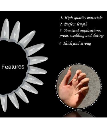 Noverlife 1100PCS C Curved Half Cover Almond False Nail Tips - Clear & Natural | 11 Sizes - Acrylic Long Fake Nails for Nail Art Manicure Pedicure at Home or Salon - Buy Online on SooperMarket.com