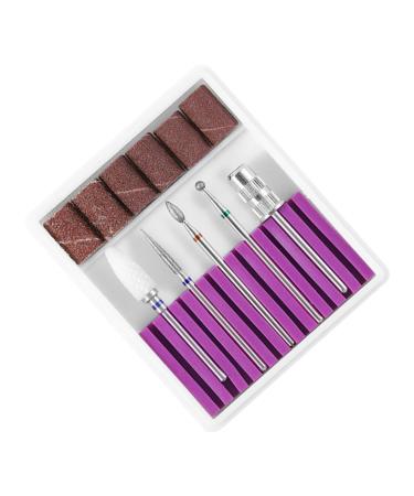 POPETPOP 1 Set Nail Gel Electrical Tools Acrylic Nail Tools Pedicure Bits Nail Art Equipment Nail Drill Heads Nail Drill Bits 5 Piece Set Grinding Head Nail File Brightener Purple Grid 4.50X0.30X0.30CM Purple