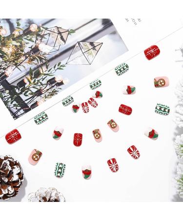 Brishow Christmas False Nails - Snow Press on Nails | Christmas Tree Stick on Nails | Antler Short Red Fake Nails - 24pcs for Women and Girls - Buy Online on SooperMarket.com