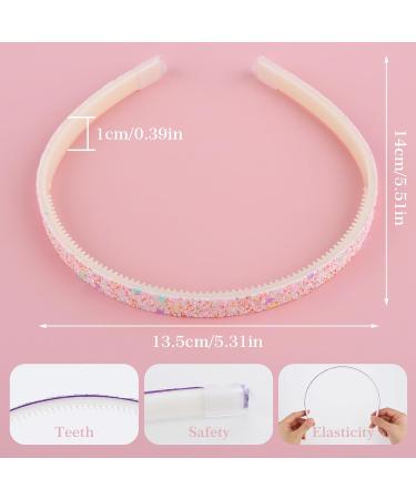WLLHYF Glitter Headband 4pcs Plastic Sparkly Cute Non Slip Chunky Hairbands Thick Bling Confetti Rainbow Hair Bands with Teeth Little Girls Colorful Hair Accessories solid color stars - Buy Online on SooperMarket.com