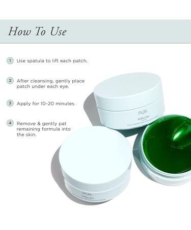 PUR Mellow Eyes Hemp-Derived Eye Patches: Reduce Puffiness & Brighten Under Eye Area with Hemp Seed Oil, Green Tea Extract & Kiwi Fruit Extract - 30 Pairs (Cruelty & Gluten Free) - Buy Online on SooperMarket.com