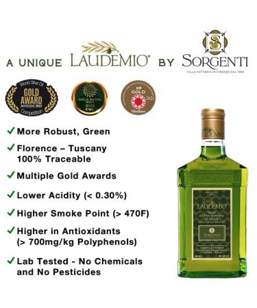 Laudemio Tuscany High Polyphenols Extra Virgin Olive Oil 2022 Harvest | Robust Green Frantoio Monovarietal | NYIOOC Gold Award Winner | Lab Tested, No Pesticides | 16.9 fl oz - Buy Online on SooperMarket.com