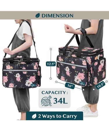 Pavilia Knitting Bag Yarn Storage Tote - Crochet Organizer with Dividers for Knitting Accessories, Yarn, Needles, Hooks - Soft Rose - Buy Online on SooperMarket.com