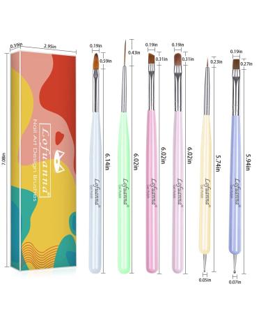 Lofuanna 6pcs Nail Art Liner Brushes Set - Double Ended Dotting Tools for DIY Nail Art Painting & Drawing - Buy Online on SooperMarket.com